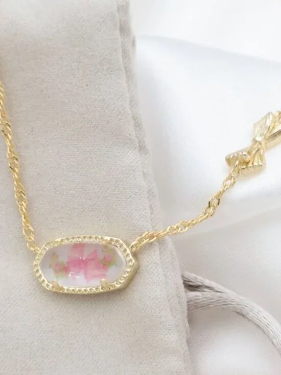 NEW Kendra Scott Elisa Bow Gold Rosa Beaux Necklace - Picture 2 of 3